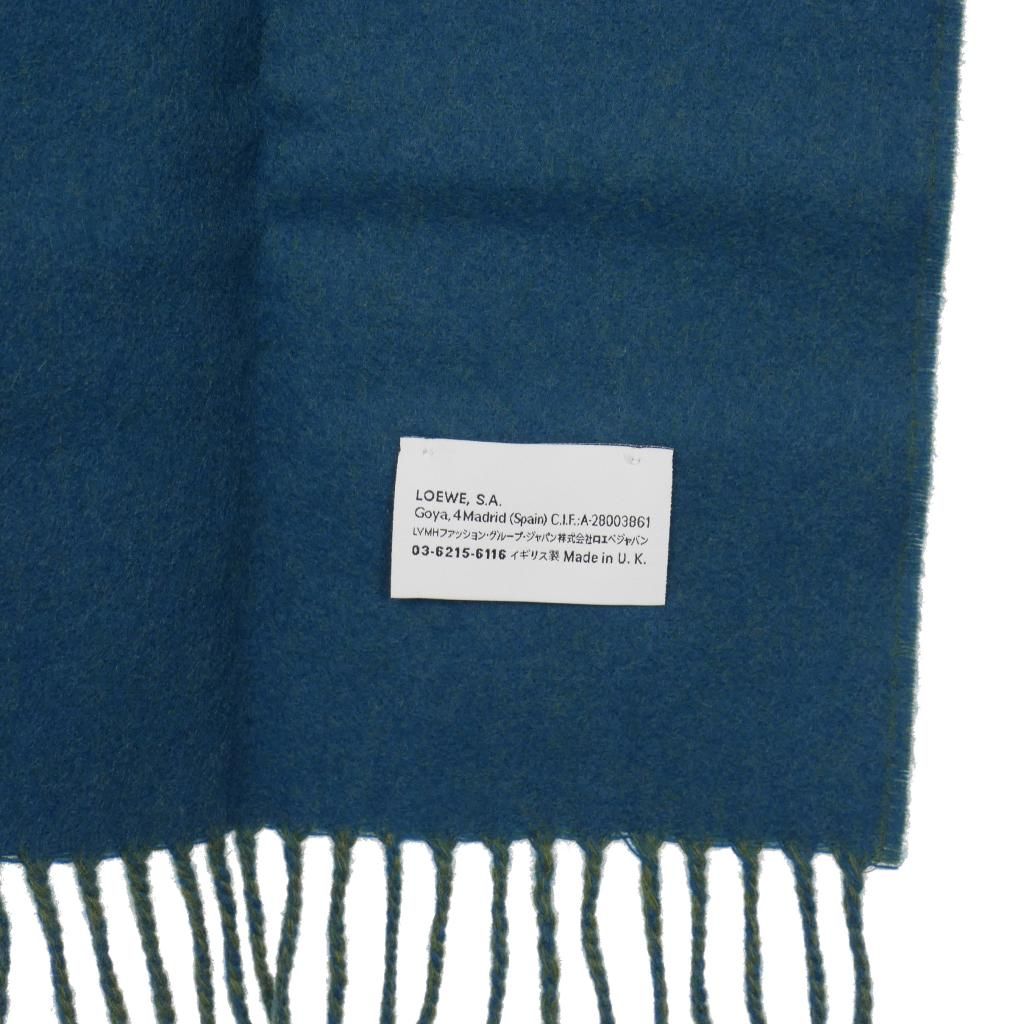 ロエベ LOEWE アナグラム刺繍 フリンジ バイカラー ストール マフラー