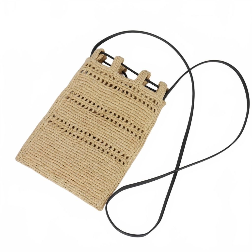 ロエベ LOEWE ドローストリング ポケット ショルダーバッグ ラフィア