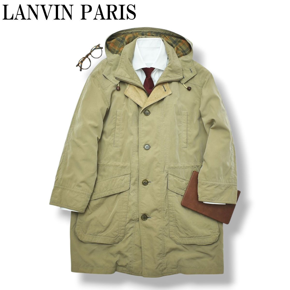 ランバンフード付き ジャケット LANVIN フード付きロングダウンジャケット