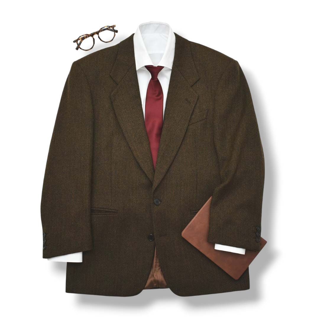 イタリア製 ジャンフランコ フェレ GIANFRANCO FERRE ヘリンボーン柄