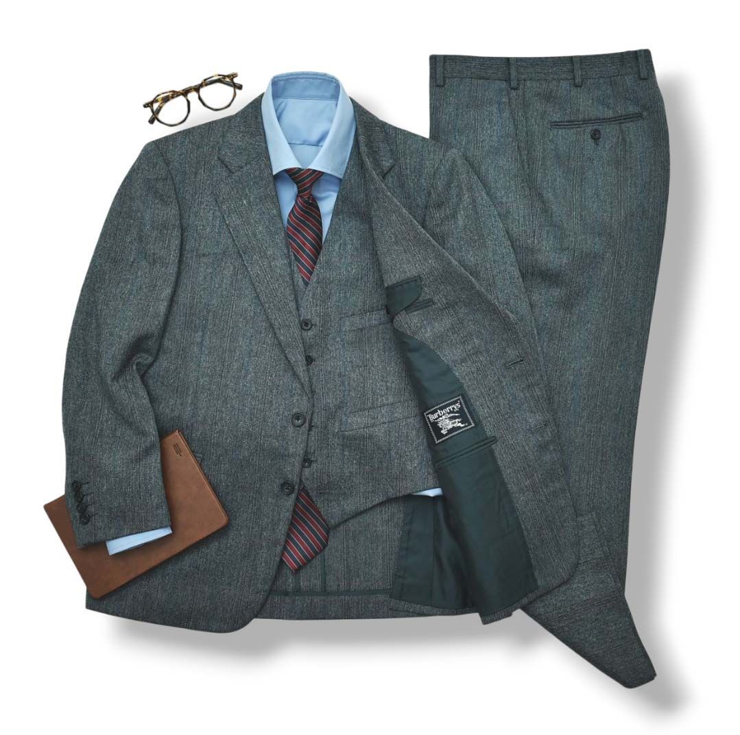 90s バーバリー Burberrys ツイード ウール チェック柄 シングル 2B 3