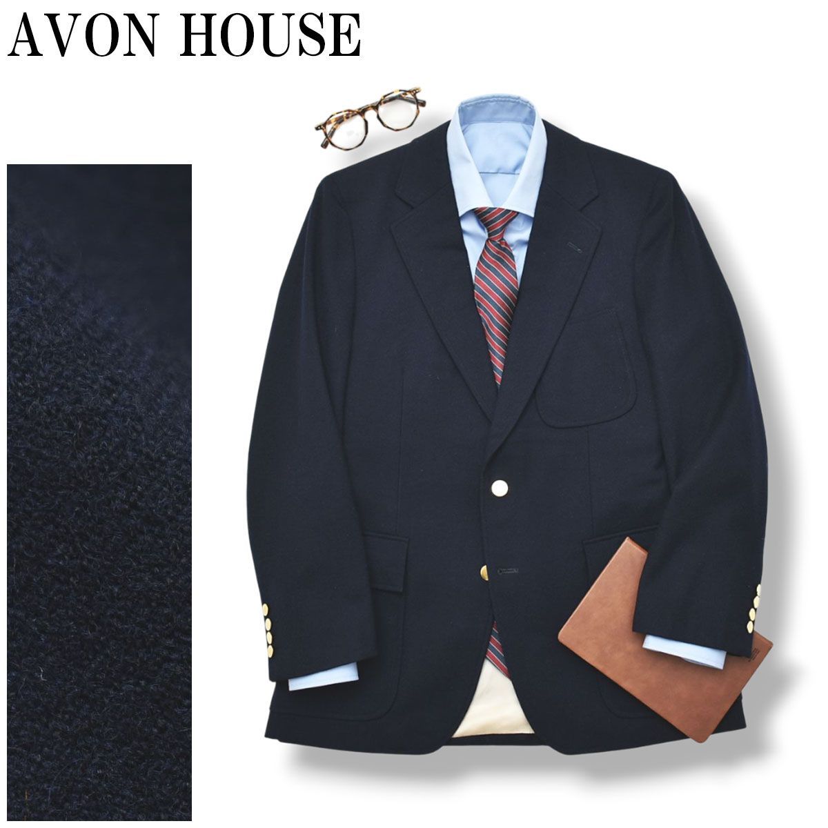 美品】 日本製 エーボンハウス AVON HOUSE フランネル ウール 金ボタン 