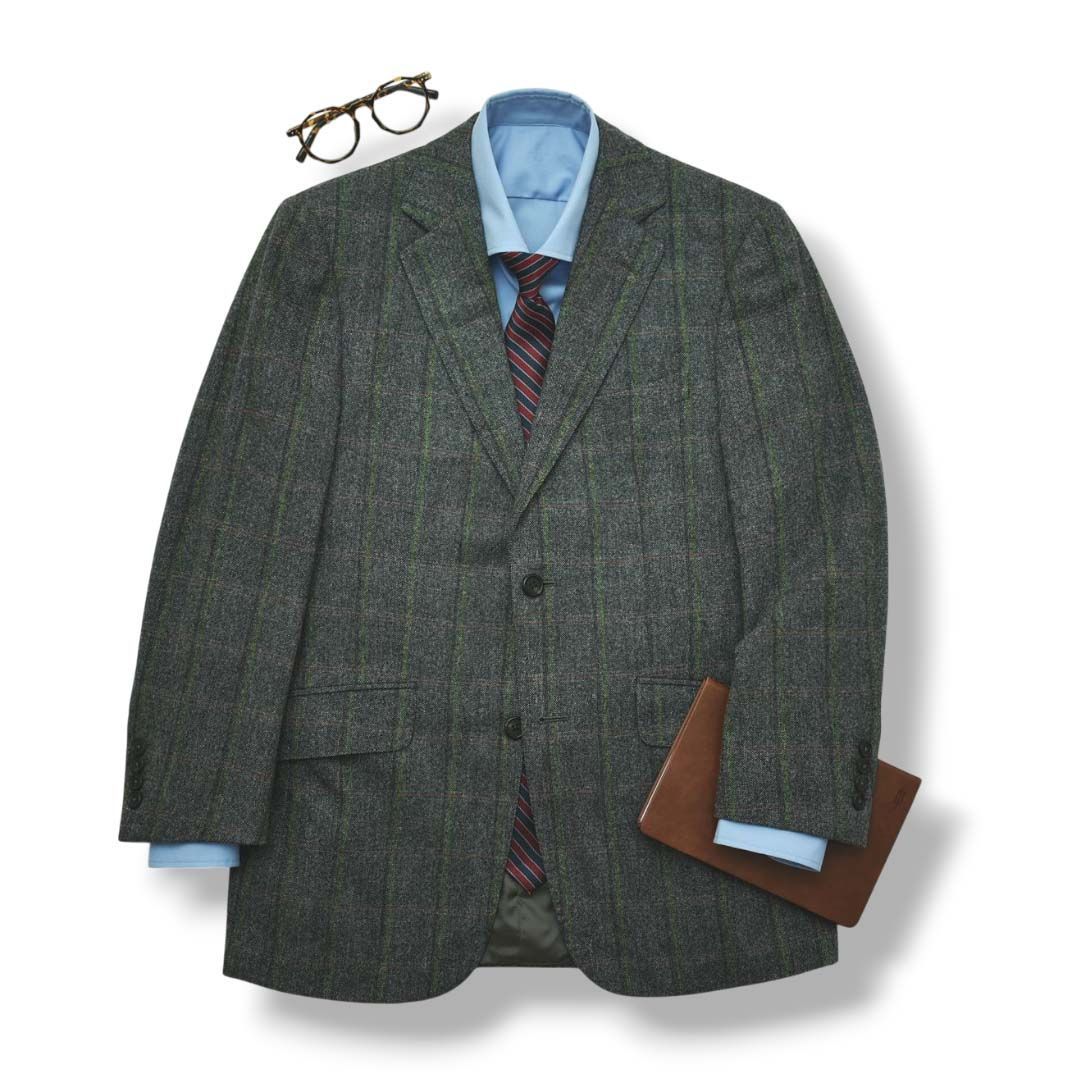 高級】 イタリア製 ダンヒル dunhill ツイード ウール ウィンドウペン 