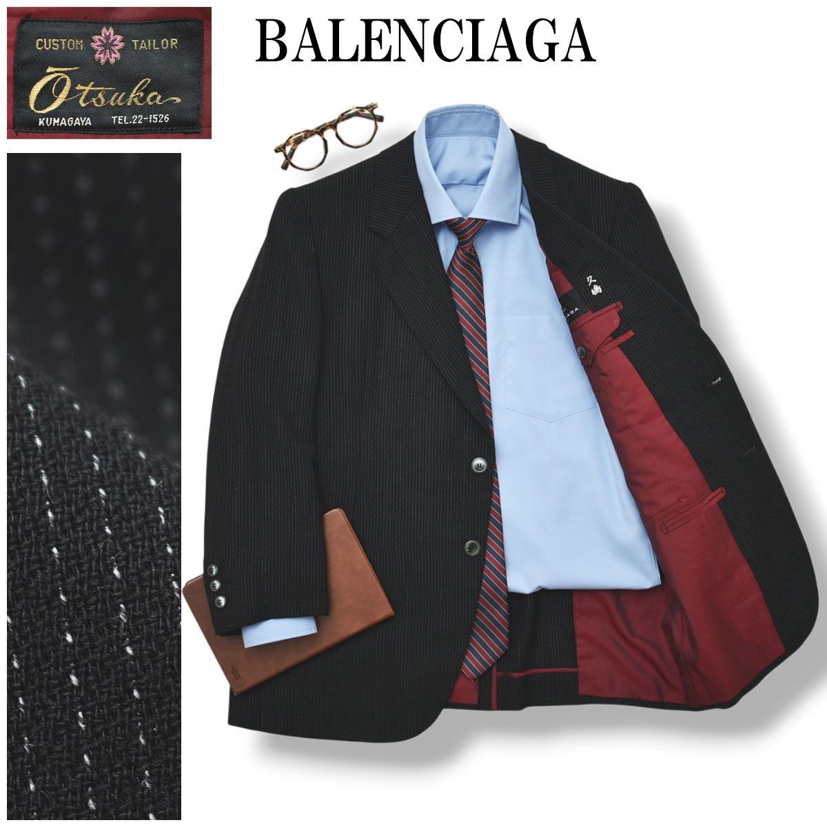 高級】 バレンシアガ BALENCIAGA CUSTOM TAILOR OTSUKA ストライプ柄
