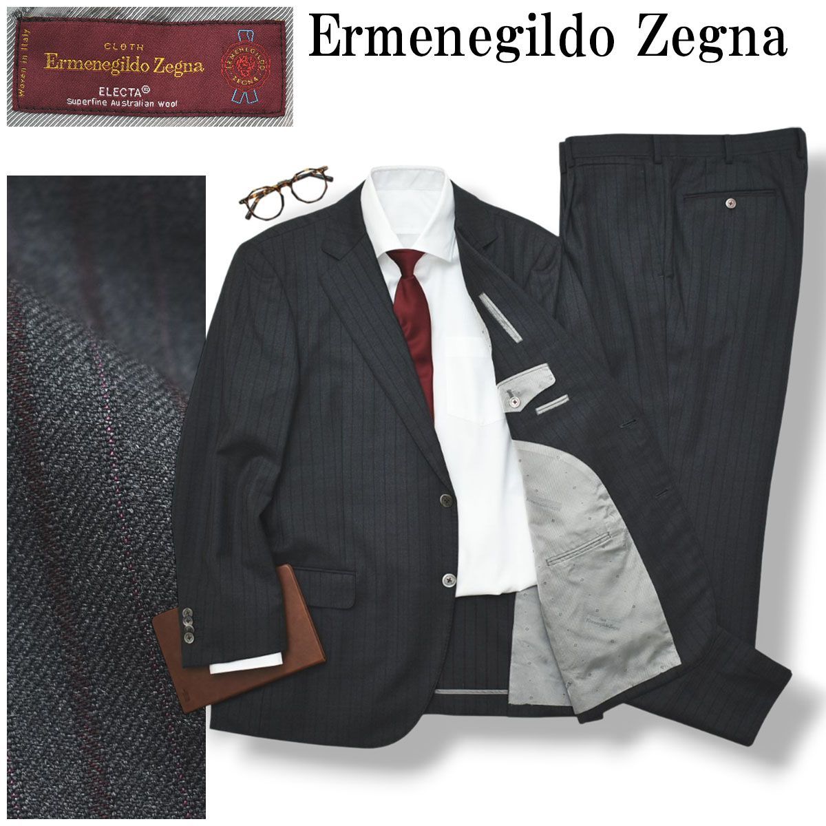 美品】 エルメネジルドゼニア Ermenegildo Zegna ELECTA ストライプ柄
