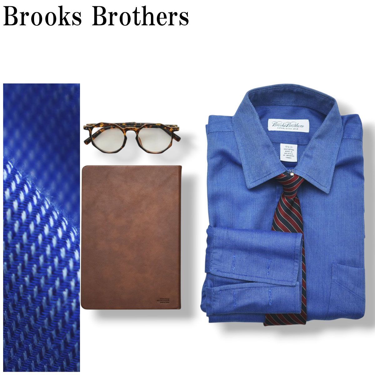 ブルックスブラザーズ Brooks Brothers 長袖 レギュラー ダブルカフス ドレスシャツ ワイシャツ Yシャツ 15.5-31 ブルー メンズ