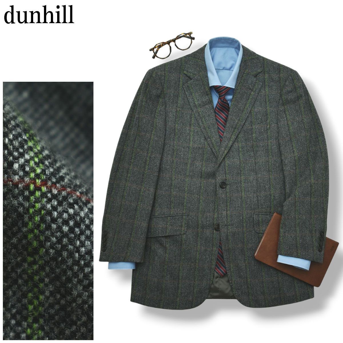 dunhill ダンヒル BELGRAVIA ウィンドウペン 2B スーツ 高級】 イタリア製 ダンヒル dunhill ツイード ウール ウィンドウペン