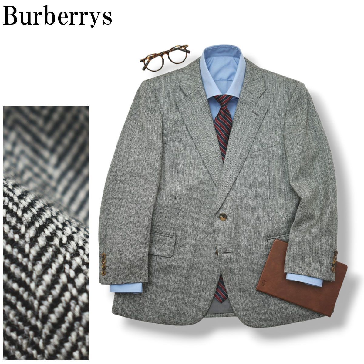 上質】 90s バーバリー Burberrys ヘリンボーン柄 シングル 2B