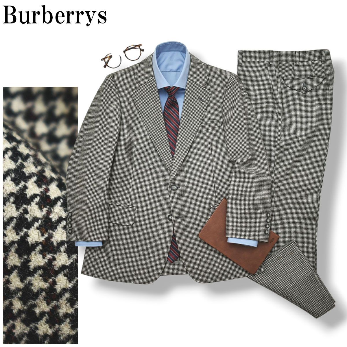 希少】 80s90s バーバリー Burberrys 千鳥格子柄 ウール シングル 2B