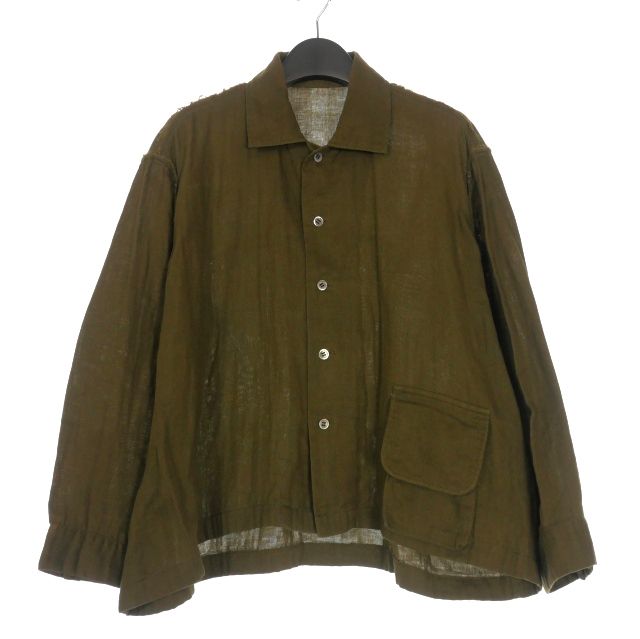 ワイズ Y's ヨウジヤマモト 裁ち切り ガーゼシャツ ブラウス 2 カーキ 緑 YP-B40-024