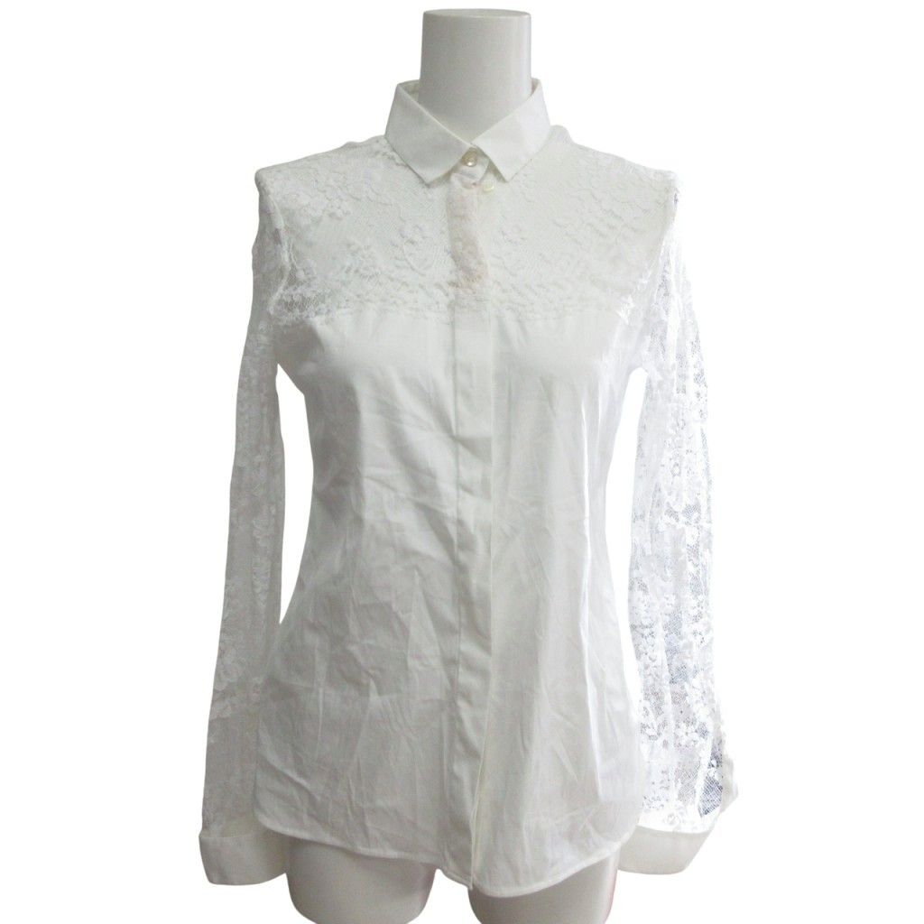 バレンティノ ホワイト レース 長袖シャツ ホワイト バレンティノ