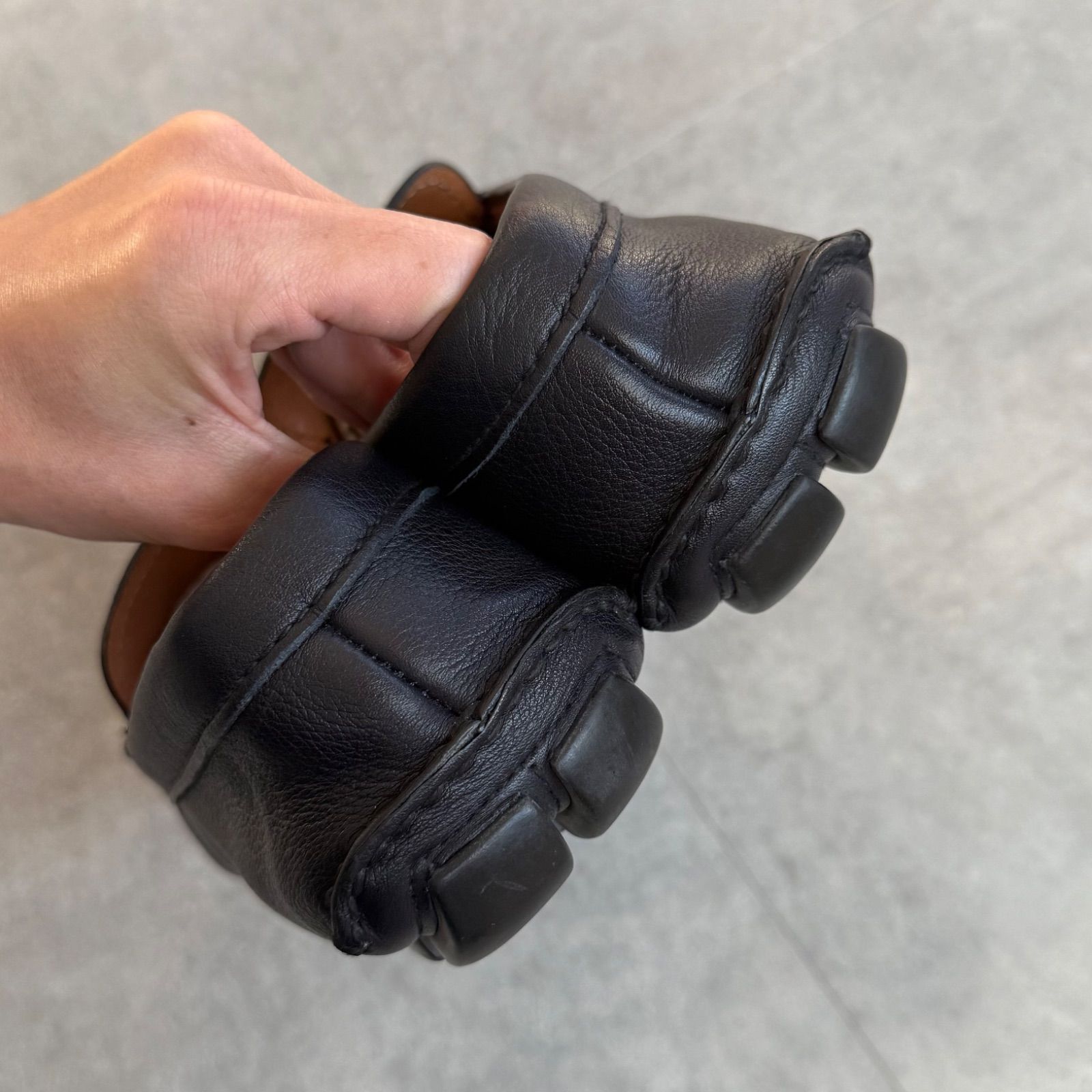 PRADA プラダ レザー ドライビングシューズ ロゴ ブラック 黒