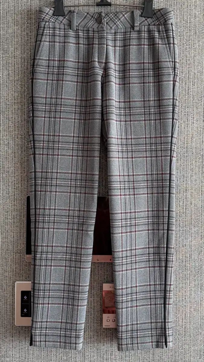 インペリアル ゴルフ グレー CHECK ストレッチ スラックス レディース ズボン 起毛 パンツ