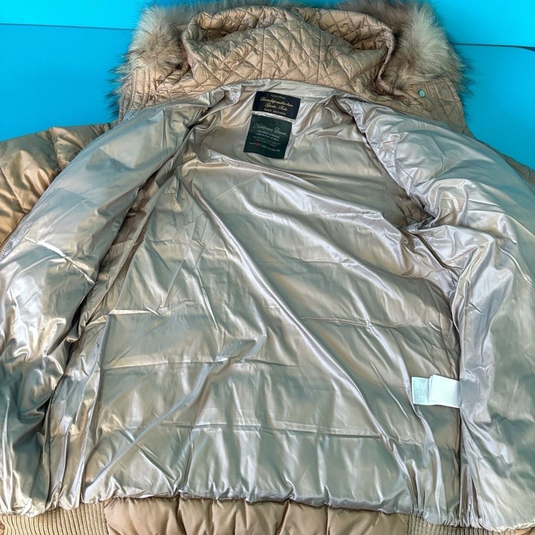 西川ダウン ナノユニバース ラクーンファー ダウンコート サイズ36