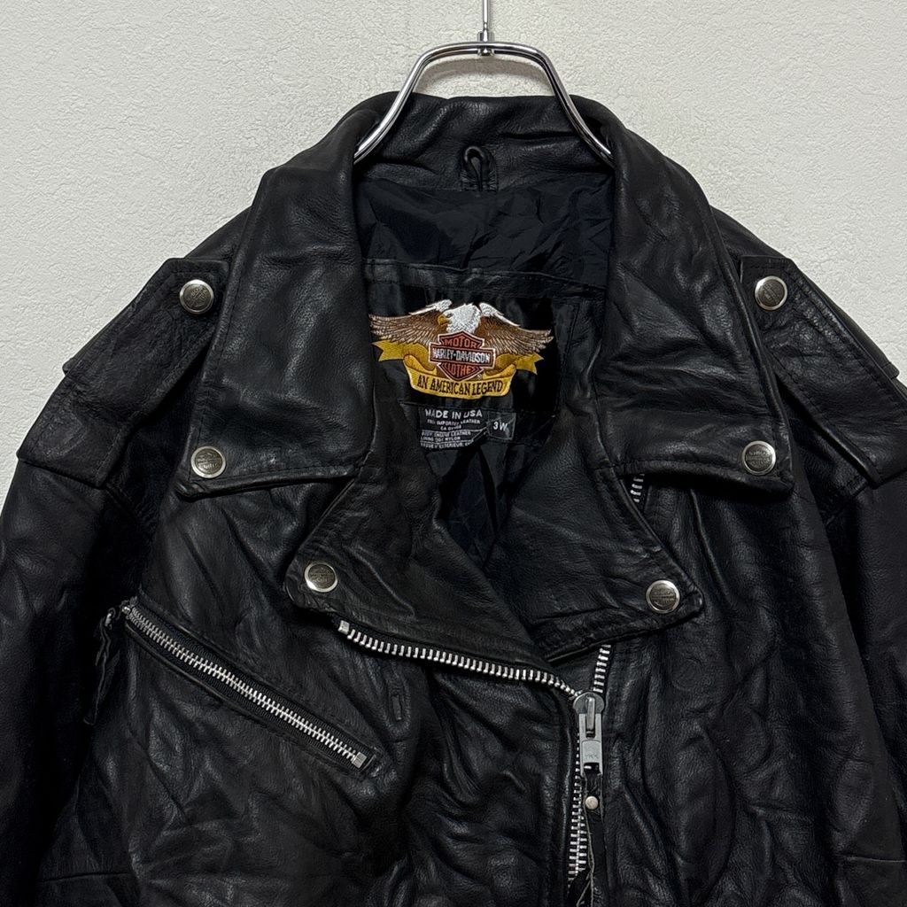 HARLEY DAVIDSON】 USA製 本革 レザーダブルライダースジャケット S