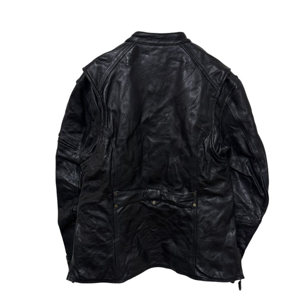 VINTAGE 本革 裏地メッシュ シングルライダースジャケット S-3631