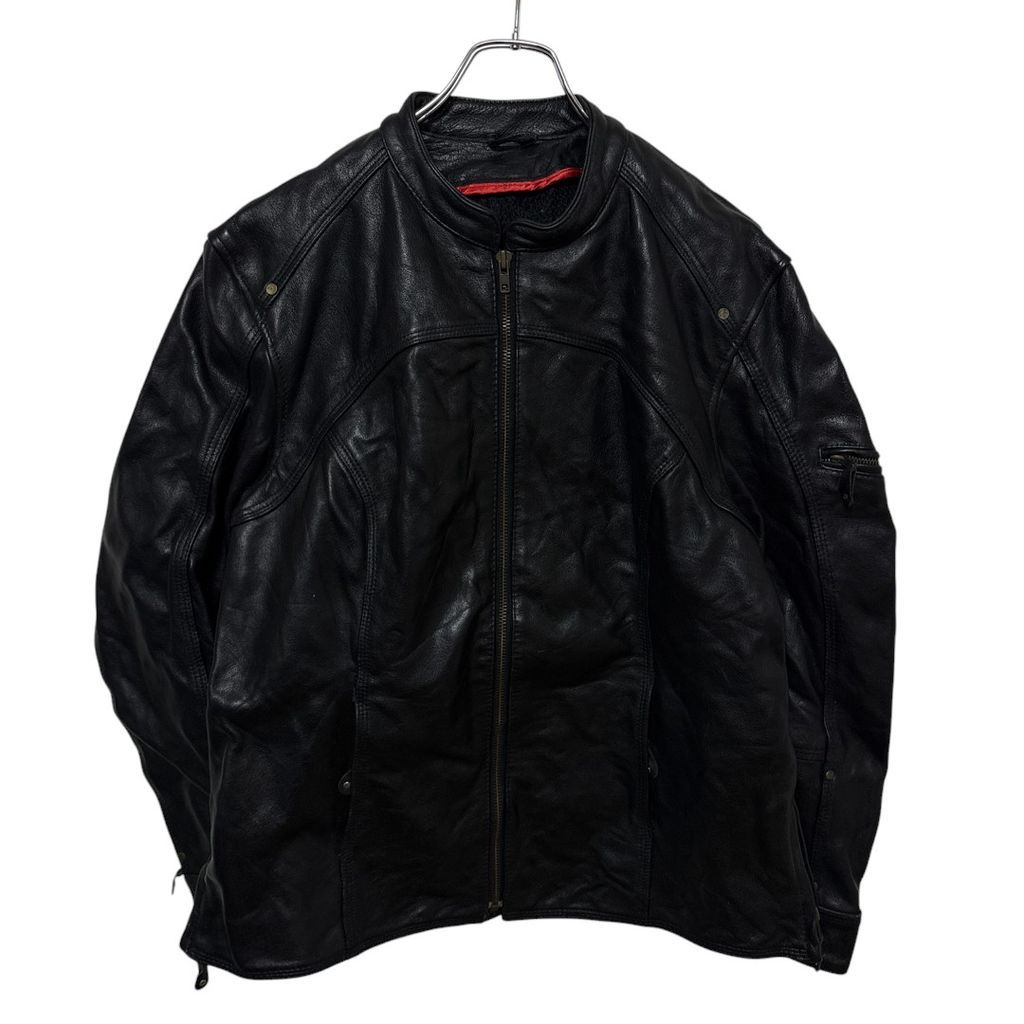 VINTAGE 本革 裏地メッシュ シングルライダースジャケット S-3631