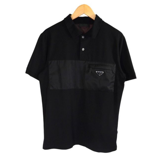 PRADA RE NYLON POLO BLACK サイズM プラダ リナイロン ポロ シャツ ショートスリーブ トップス