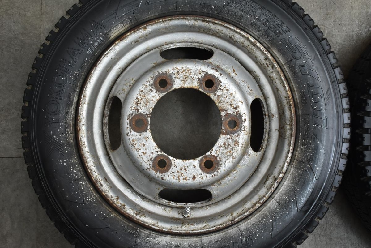 溝有 汎用スチール 15 in 5 J 110 PCD 170 ハブ径132 mm 6穴 実測 ヨコハマ SY 01 185 70 R 106 104 L LT 6本セット キャンターガッツ