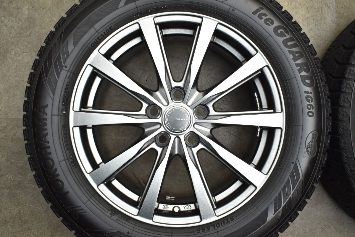  GRASS 17 in 7 J 38 PCD 114 3 ヨコハマ アイスガード iG 60 225 R アルファード ヴェルファイア カローラクロス 交換用 17インチ タイヤ ホイールセット