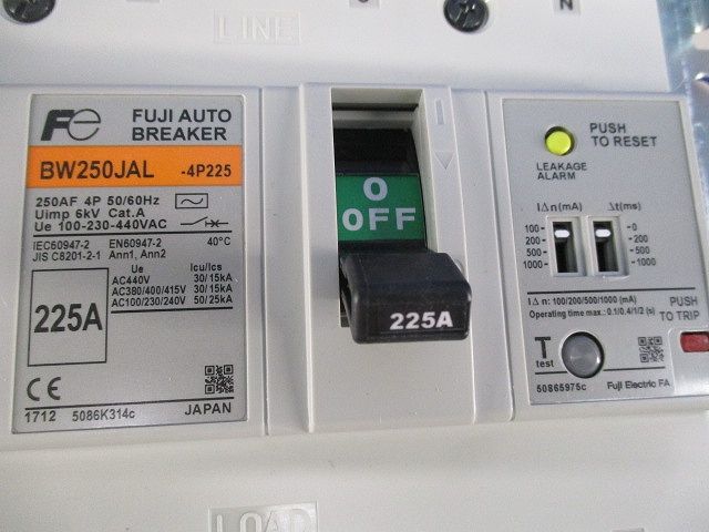 漏電警報付ブレーカ 4 P 225 A -4 K