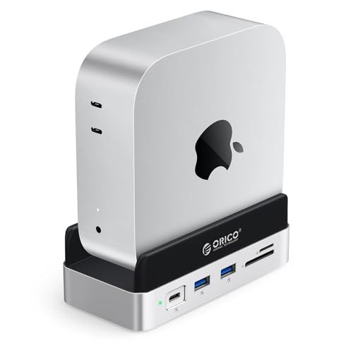 ORICO MiniDock Mac mini M 4用スタンド ドック 10 IN 1 USB Cハブ Gbps高速転送 内蔵SSD NVMe 2 Type 2280 スロット付き SATA 100 W PD対応 SD TFカ f 9676054