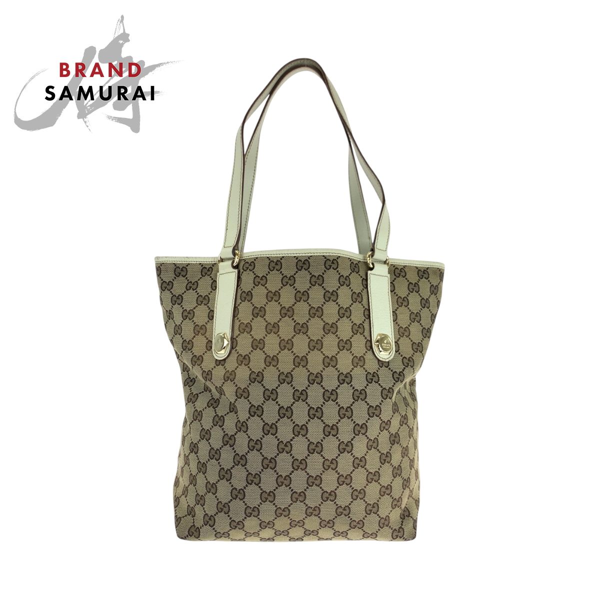 GUCCI グッチ ベージュ ホワイト ゴールド金具 GGキャンバス 153009 