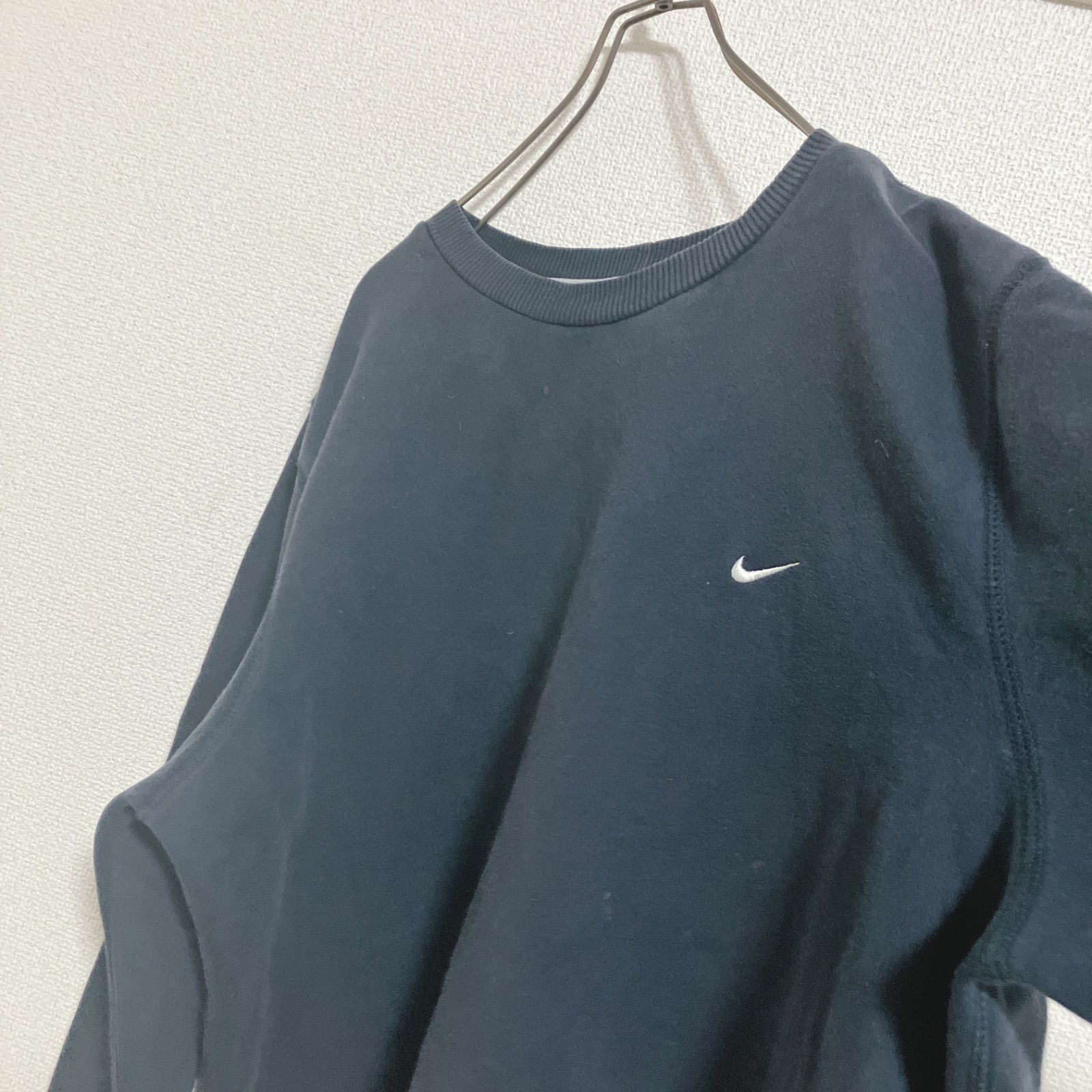 ロゴ刺繍】00s NIKE ナイキ ワンポイント スウェットトレーナー 濃紺