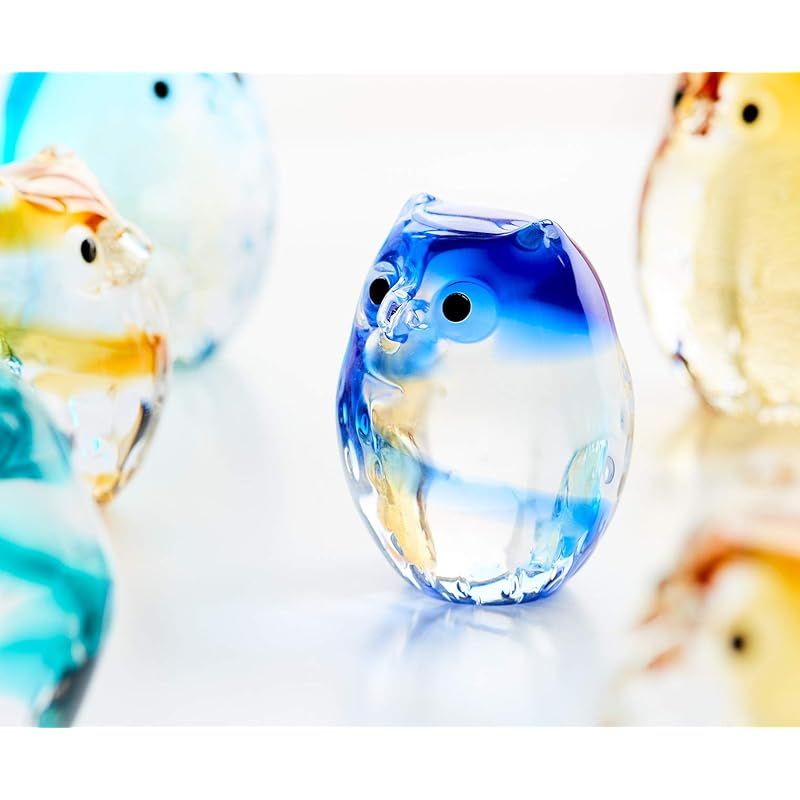 彡アデリア ADERIA 津軽びいどろ 置き物 子ふくろう ブルー 化粧箱入り インテリア オーナメント 鳥 ギフト 女性 夫婦 男性 引越し祝い 結婚 挨拶回り プチ 退職 プレゼント 贈り物 F 62125 0