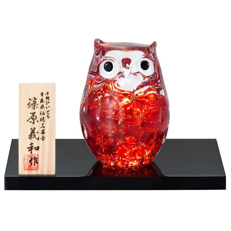 彡アデリア ADERIA 津軽びいどろ 置き物 子ふくろう 梅重 化粧箱入り インテリア オーナメント 鳥 ギフト 女性 夫婦 男性 引越し祝い 結婚 挨拶回り プチ 退職 プレゼント 贈り物 F 79725 0