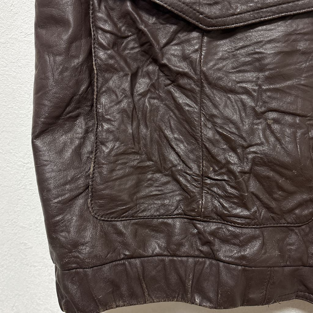 Eddie Bauer】 80～90s 黒タグ グースダウン 本革レザーベスト S-3636