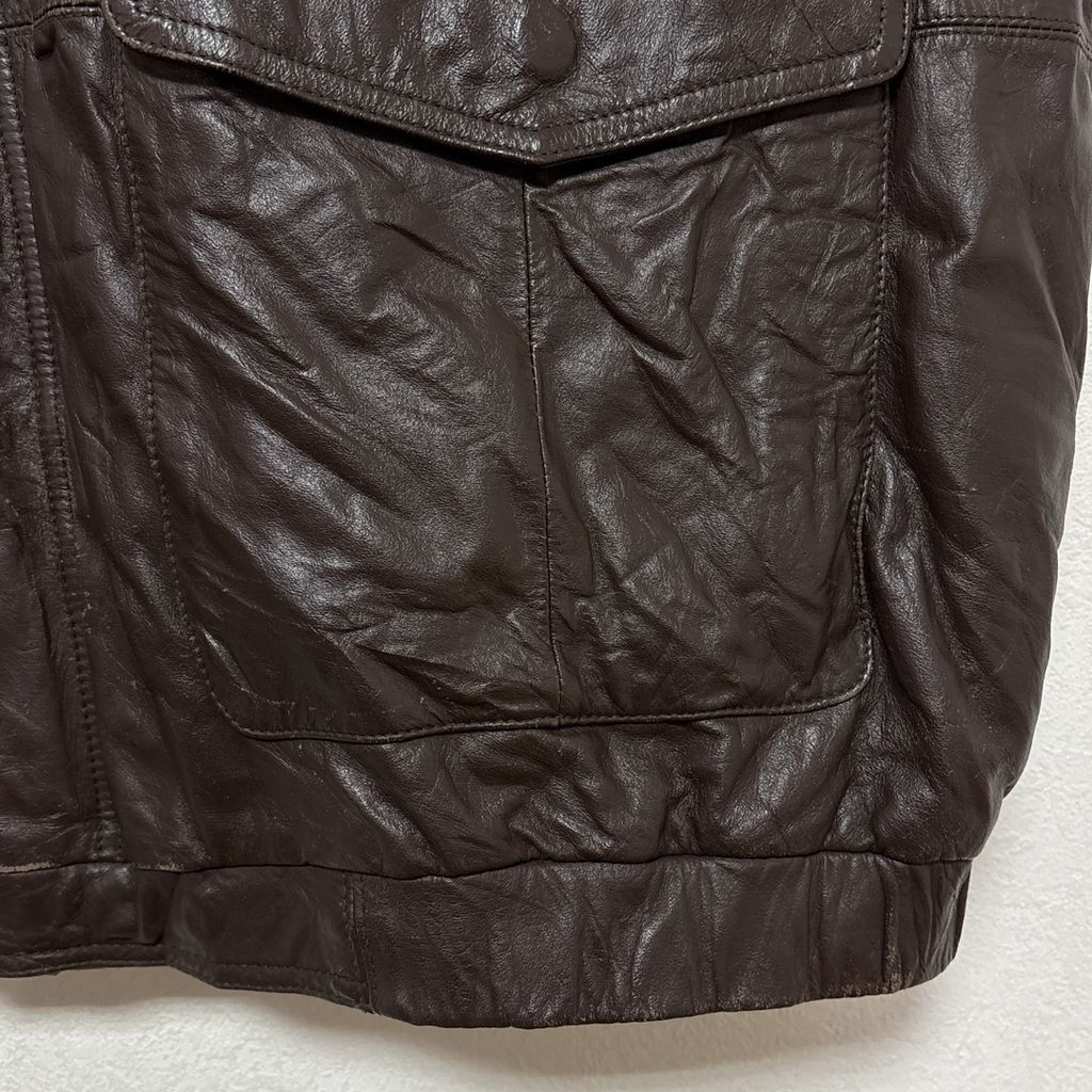 Eddie Bauer】 80～90s 黒タグ グースダウン 本革レザーベスト S-3636