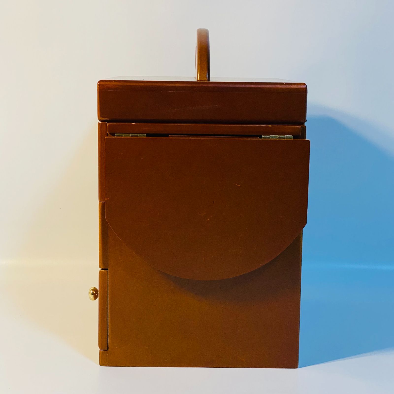 化粧箱 木目 三面鏡 木製 レトロ メイクボックス ドレッサー ③ 送料