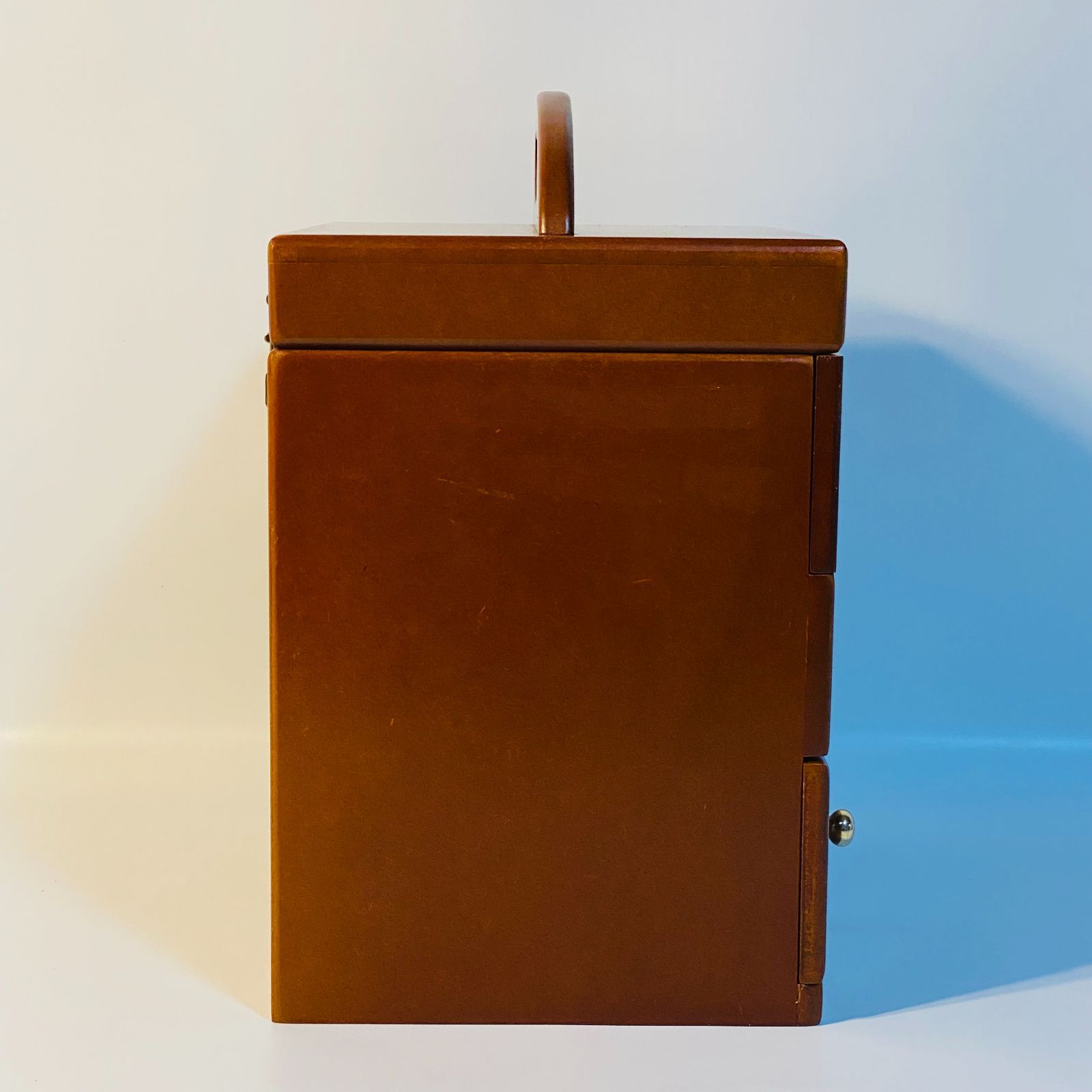 化粧箱 木目 三面鏡 木製 レトロ メイクボックス ドレッサー ③ 送料