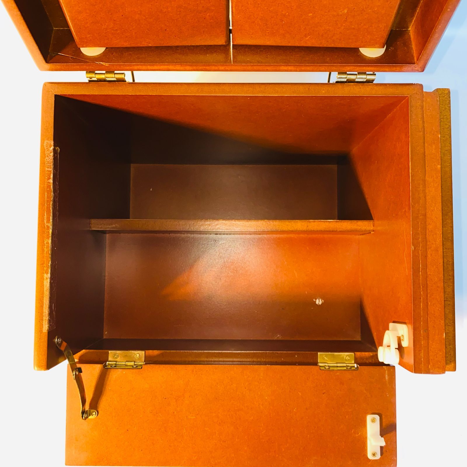 化粧箱 木目 三面鏡 木製 レトロ メイクボックス ドレッサー ③ 送料