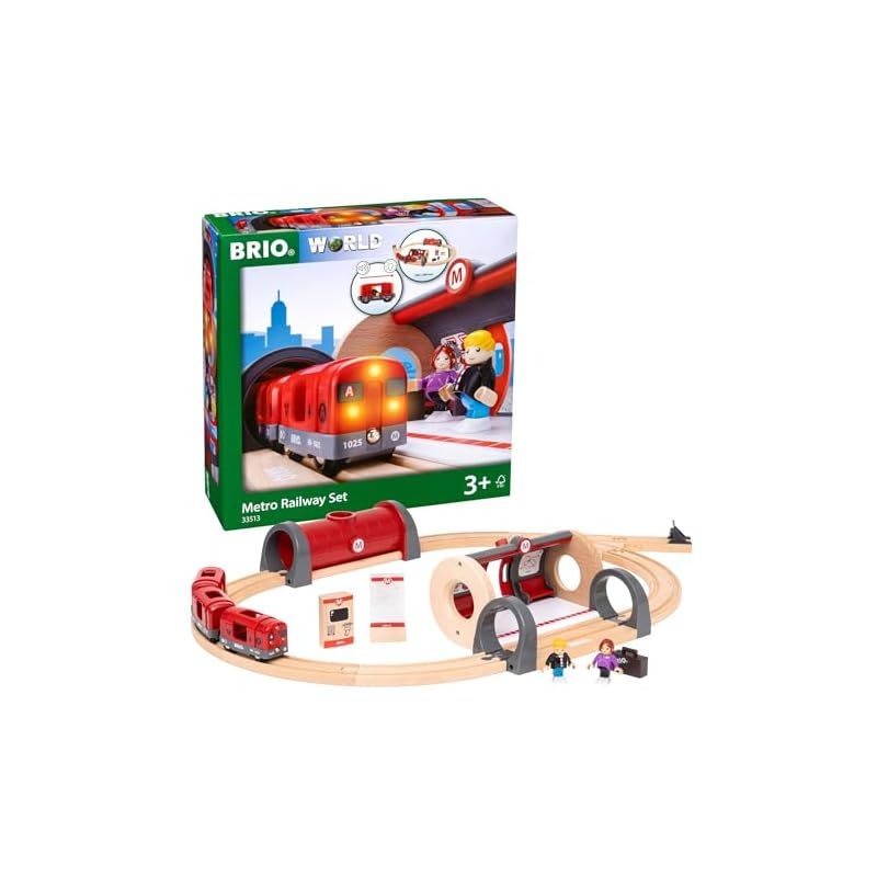 BRIO ブリオ メトロレールウェイセット 全20ピース 33513 対象年齢 3歳 おもちゃ 玩具 木製おもちゃ 列車 レールセット 情景パーツ プレゼント 1