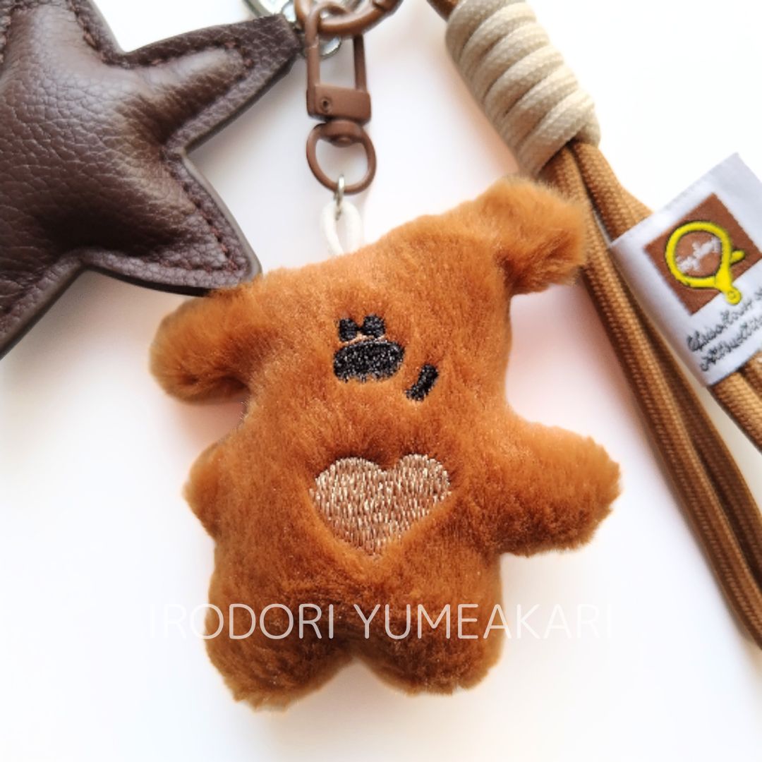 じゃらじゃらキーホルダー くま ぬいぐるみ ホワイト キャメル