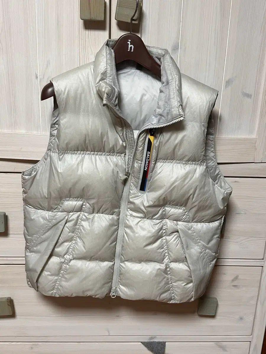 サロモン グース ダウン ベスト シルバー
