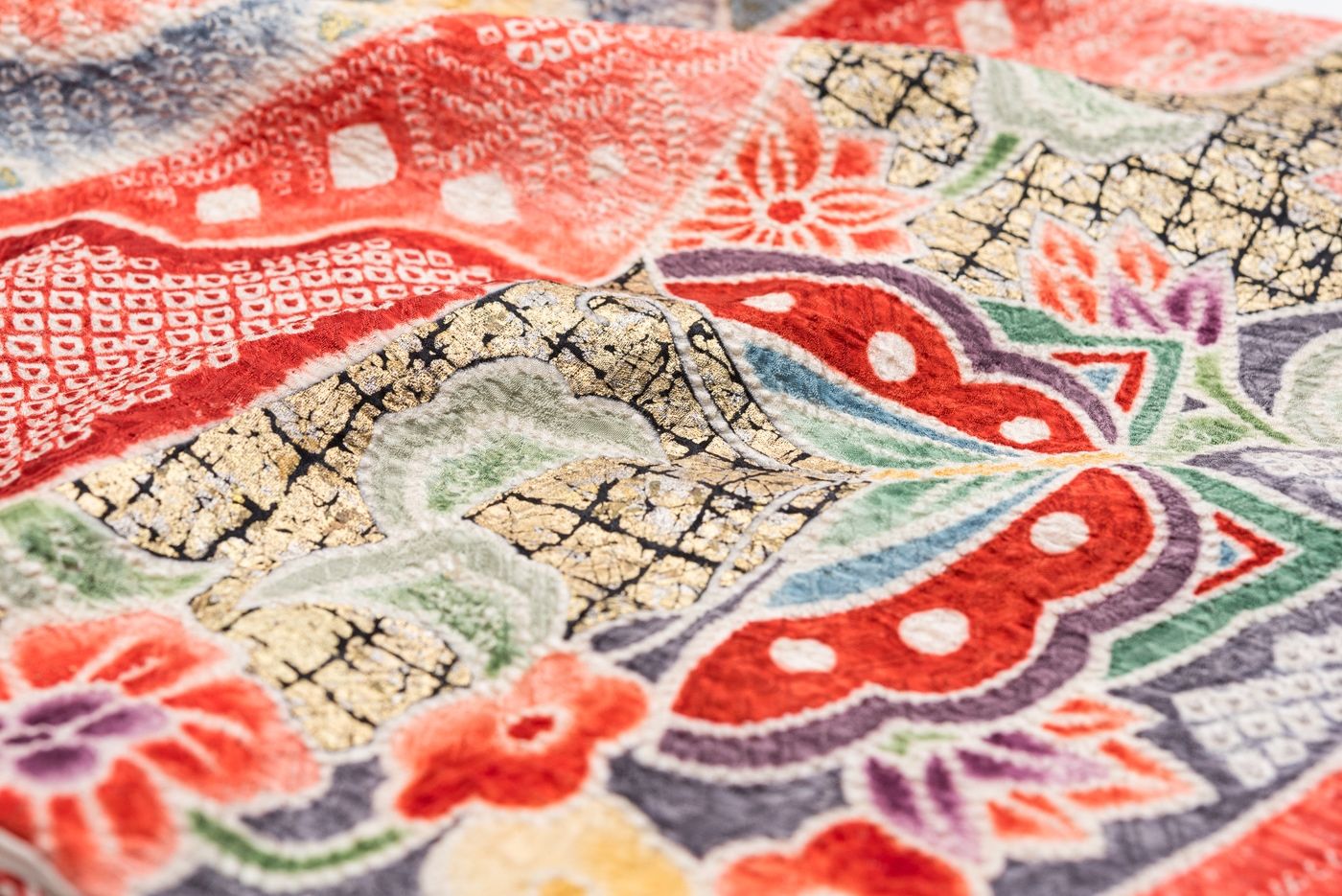  振袖 長襦袢セット 総絞り 熨斗に蝶 振袖 着物