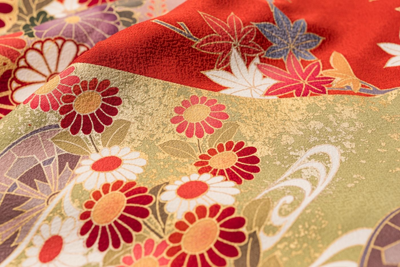 長襦袢セット 金霞に花車