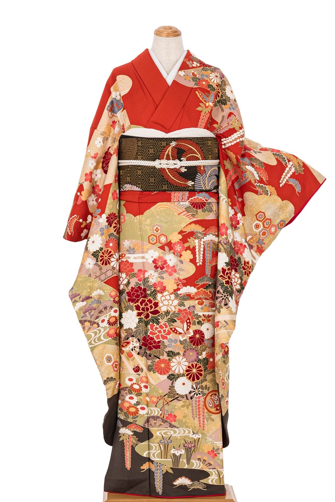 振袖 長襦袢セット 金霞に花車 水鳥など