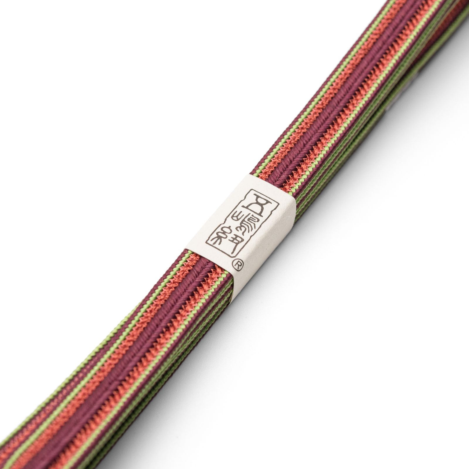江戸組紐 五嶋紐 帯締め 縞 オレンジ 黄緑