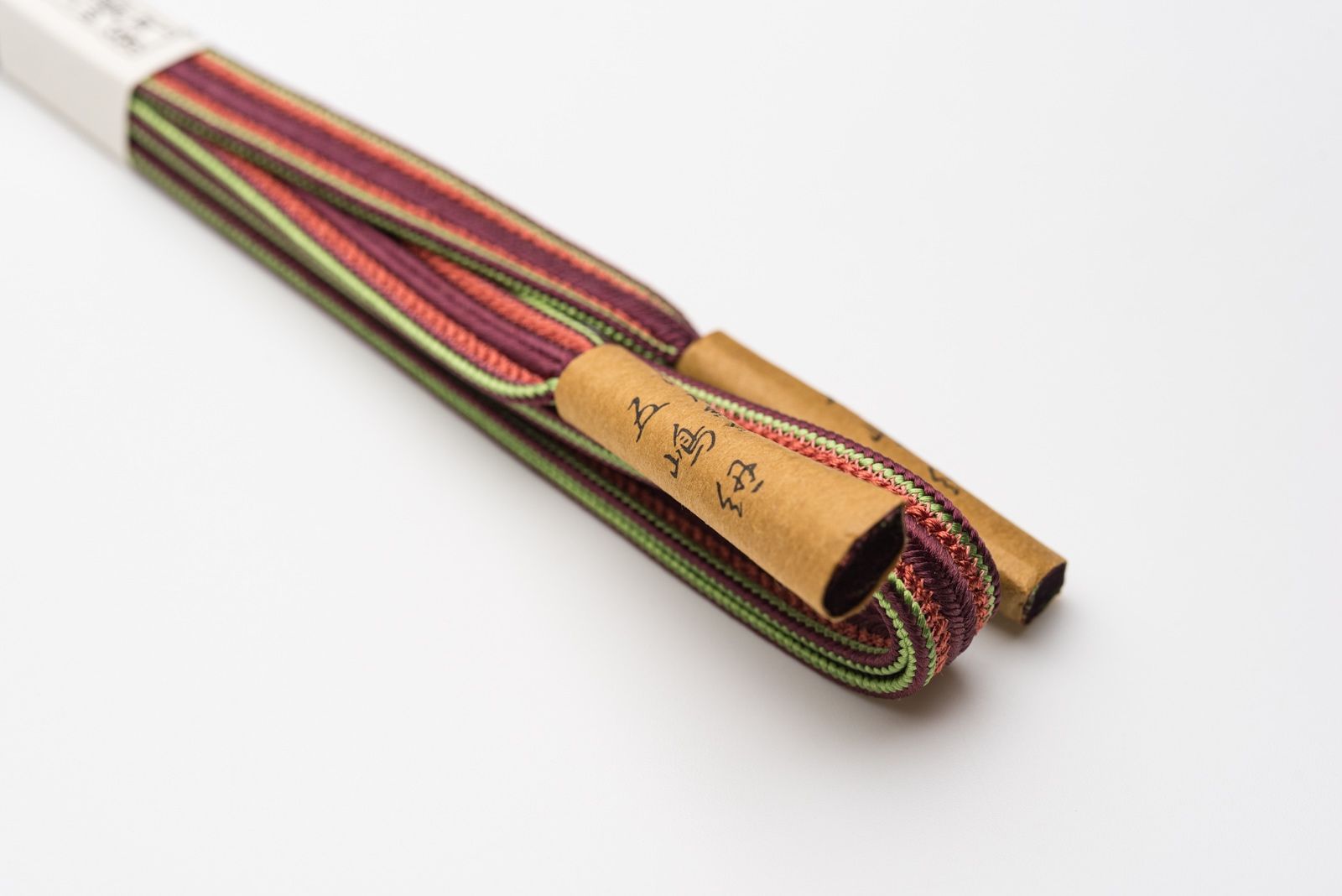 江戸組紐 五嶋紐 帯締め 縞 オレンジ 黄緑