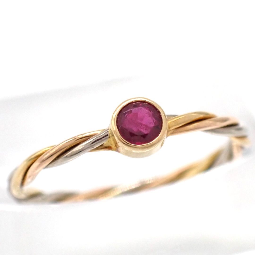 箱 カルティエ スリー ツイスト ルビー リング 9号 750 4442