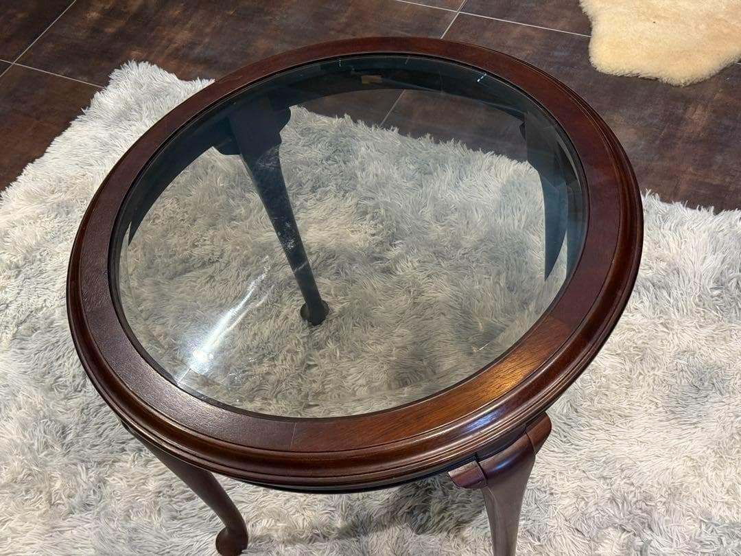 maruni クラシック 猫脚 ラウンドテーブル ガラステーブル オールド