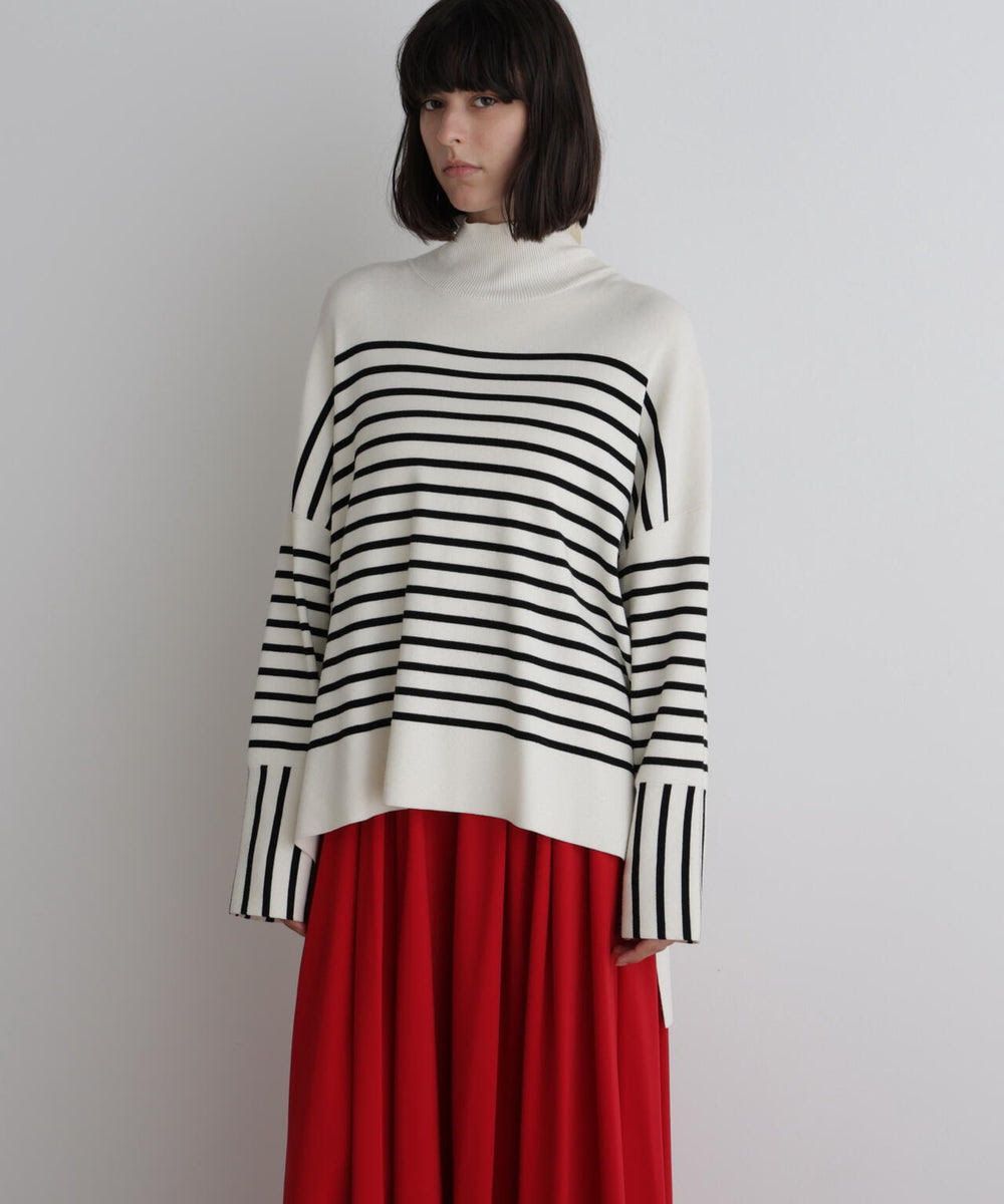 819t*美品 LE PHIL ルフィル ボーダー ハイネック ニット プルオーバー