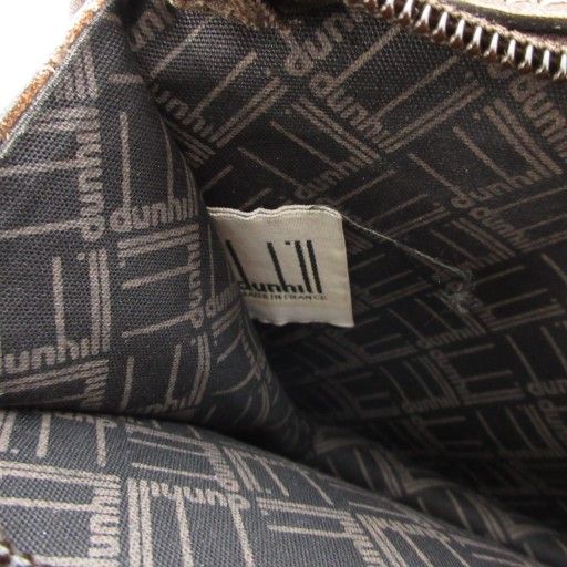 ダンヒル dunhill セカンドバッグ ヘリンボーン柄 PVC レザー 本革 茶