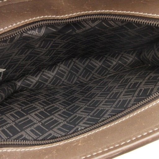 ダンヒル dunhill セカンドバッグ ヘリンボーン柄 PVC レザー 本革 茶