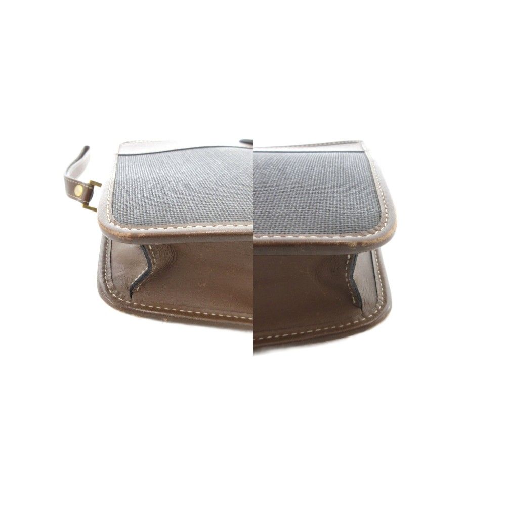 ダンヒル dunhill セカンドバッグ ヘリンボーン柄 PVC レザー 本革 茶