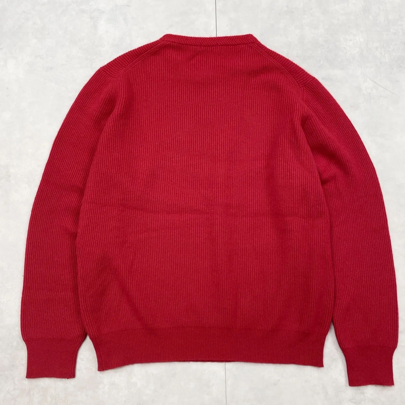 malo マーロ ニットトップス リブ クルーネック カシミヤ100％ レッド